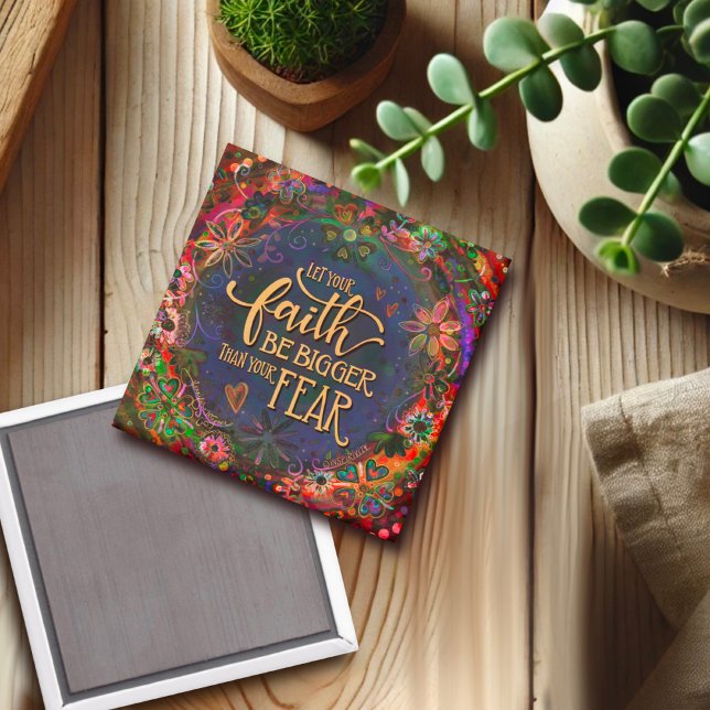 Faith Bigger than Fear Inspirivity Pretty Floral Magnet (Creator Uploaded)