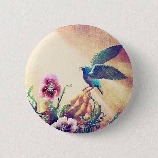 Faith Bird 6 Cm Round Badge (Front)