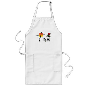 Faith Black Typography With Rose Long Apron