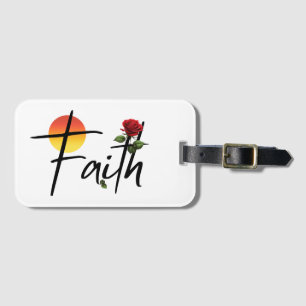 Faith Black Typography With Rose Luggage Tag
