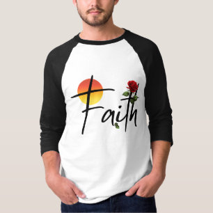 Faith Black Typography With Rose T-Shirt