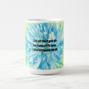 Faith Blue Flower Bible Verse Love Mug Cup