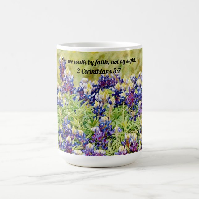 Faith Bluebonnets Flower Bible Verse Faith Mug (Center)