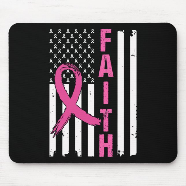 Faith Breast Cancer Awareness Pink Ribbons America Mouse Pad (Front)