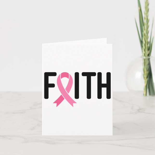 Faith Breast Cancer Pink Ribbon Breast Cancer Wome Card (Front)
