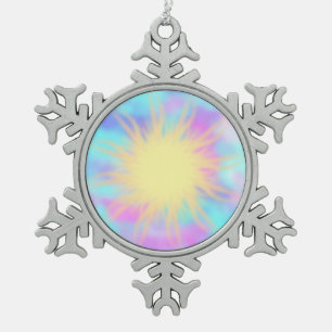 Faith ~ Burst Snowflake Pewter Christmas Ornament