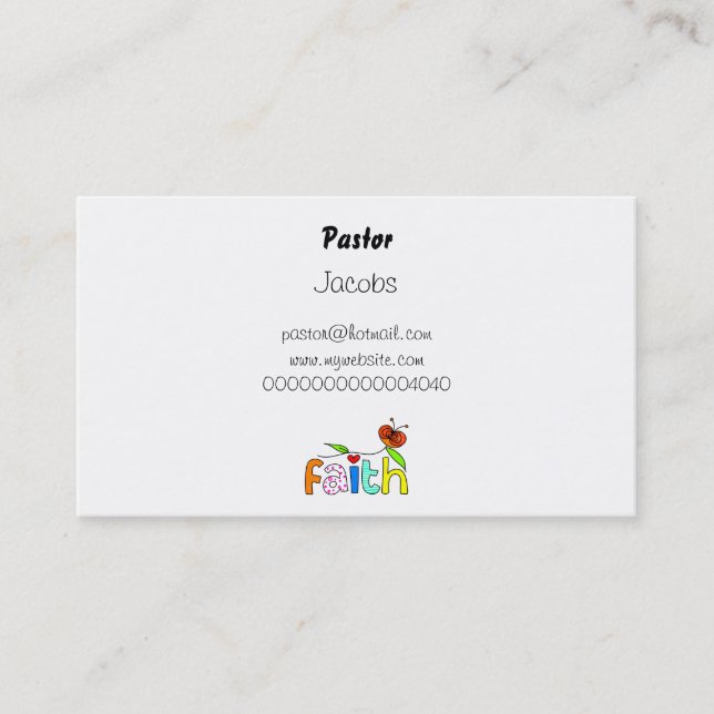 Faith, Business Card (Front)