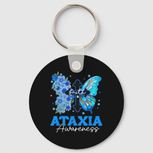 Faith Butterfly Christian Cross Ataxia Awareness Key Ring