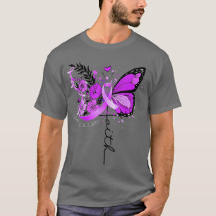 Faith Butterfly Purple Ribbon Cystic Fibrosis Awar T-Shirt