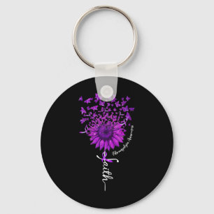 Faith Butterfly Sunflower Fibromyalgia Awareness 1 Key Ring