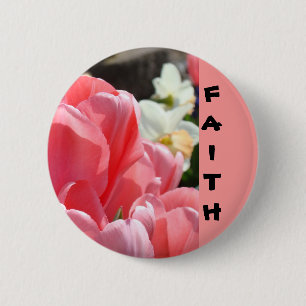 FAITH buttons Pink Tulip Flowers Spring custom