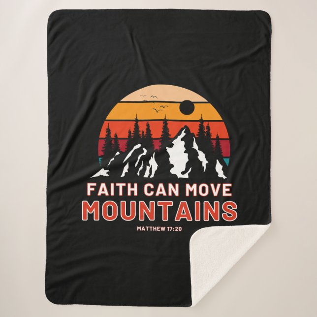 Faith Can Move Mountains Bible Sherpa Blanket (Front)