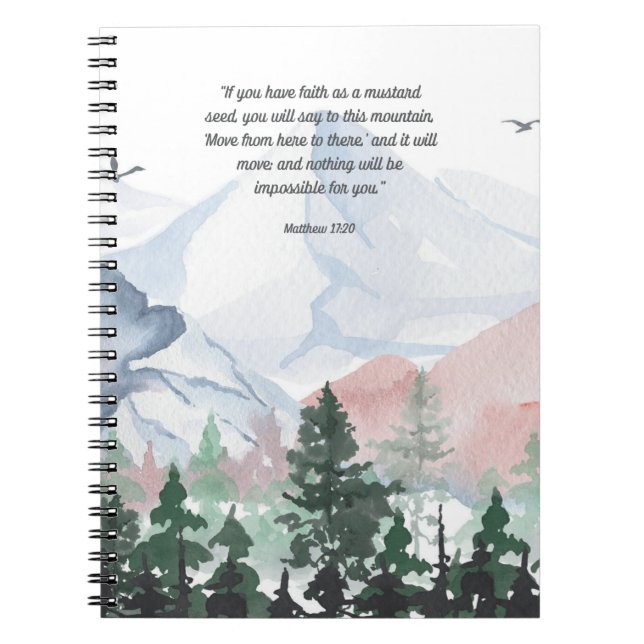 Faith Can Move Mountains Bible Verse Notebook (Front)