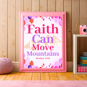 Faith can move mountains Boho Christian Teen Girl Poster