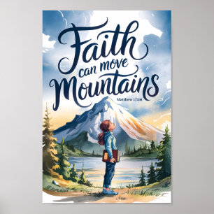 Faith Can Move Mountains Christian Teen Girl Art Poster