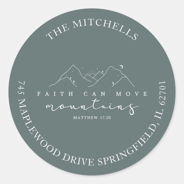 Faith Can Move Mountains Custom Address Sticker (Front)