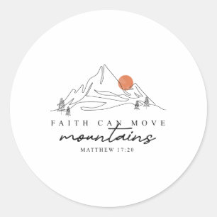 Faith Can Move Mountains Hiking Camping Bible Vers Classic Round Sticker