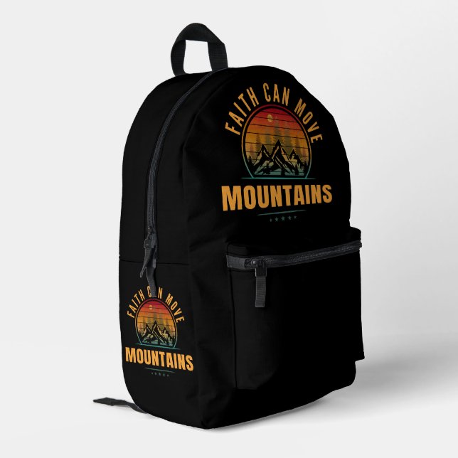 Faith Can Move Mountains Printed Backpack (Back Corner Left)