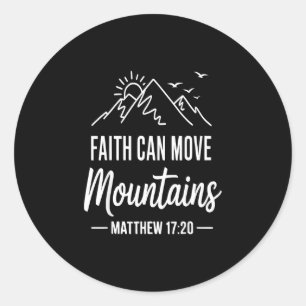Faith can move mountains retro sunset bible verse classic round sticker