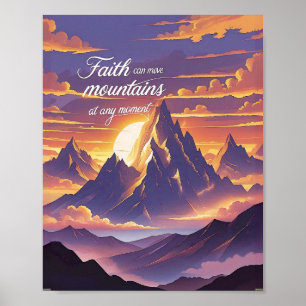 Faith Can Move Mountains – Sunset Inspiration Poster
