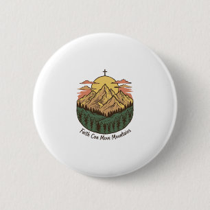 Faith Can Move Mountains Vintage Mountain Shirt (3 6 Cm Round Badge