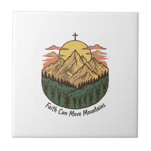 Faith Can Move Mountains Vintage Mountain Shirt (3 Ceramic Tile
