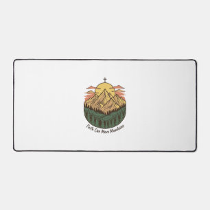 Faith Can Move Mountains Vintage Mountain Shirt (3 Desk Mat