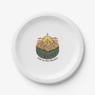 Faith Can Move Mountains Vintage Mountain Shirt (3 Paper Plate