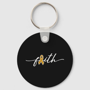 Faith Childhood Cancer Awareness Gold Ribbon Fight Key Ring