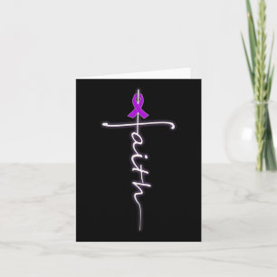 Faith Christian Cross Purple Ribbon Warrior Heimer Card