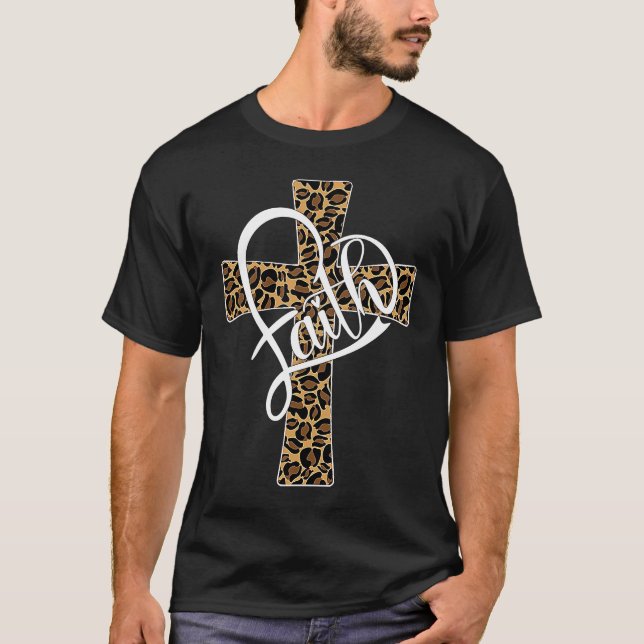 Faith Christian Men Womens Leopard Cheetah Print R T-Shirt (Front)