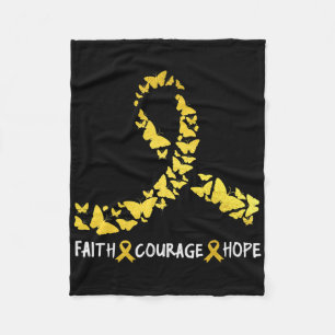 Faith Courage Hope Childhood Cancer Awareness Gold Fleece Blanket