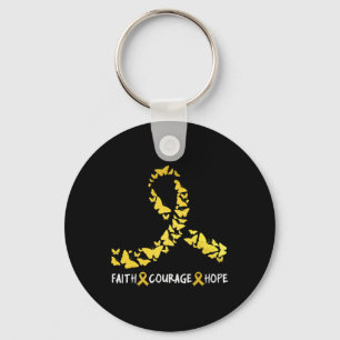 Faith Courage Hope Childhood Cancer Awareness Gold Key Ring