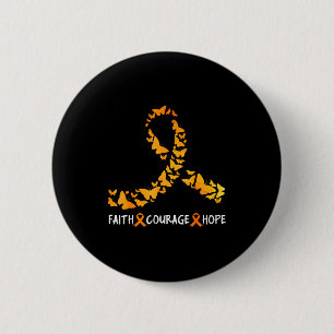 Faith Courage Hope Ms Awareness Orange Ribbon 6 Cm Round Badge