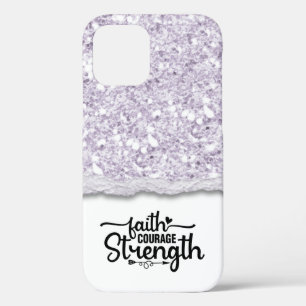 Faith Courage Strength Calligraphy Script Quote iPhone 12 Case