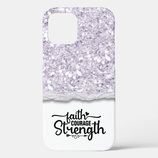 Faith Courage Strength Calligraphy Script Quote Case-Mate iPhone Case (Back)