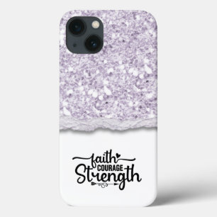 Faith Courage Strength Calligraphy Script Quote iPhone 13 Case