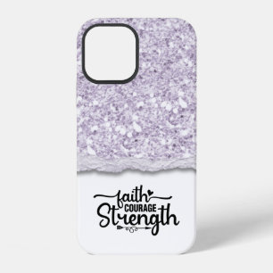 Faith Courage Strength Calligraphy Script Quote iPhone 12 Case