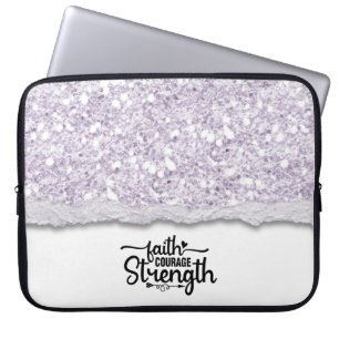Faith Courage Strength Inspirational Quote  Laptop Sleeve