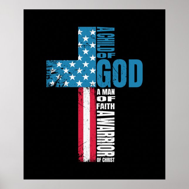 Faith Cross American Flag Christ Jesus Poster (Front)