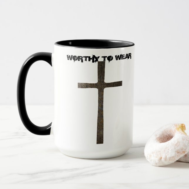 Faith Cross Armour - Worthy To Wear Mug (With Donut)