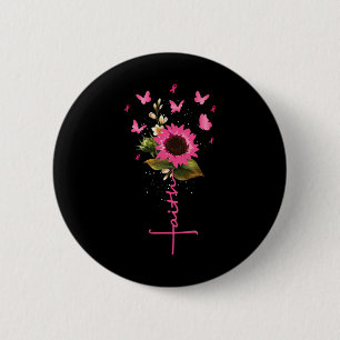 Faith Cross Breast Cancer Awareness Christian Gift 6 Cm Round Badge