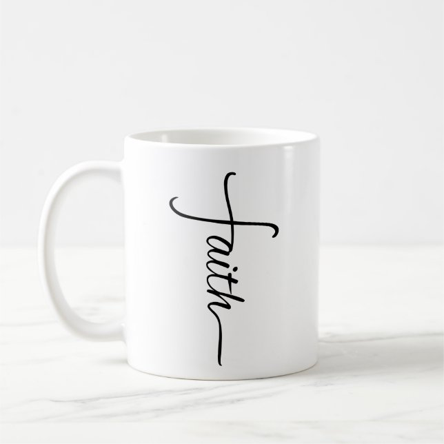 Faith Cross Christian Black   Coffee Mug (Left)