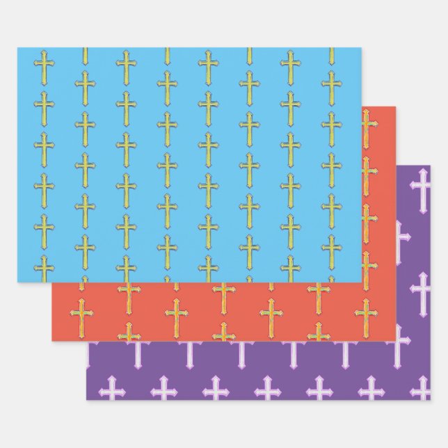 Faith Cross Colourful Wrapping Craft Paper (Set)