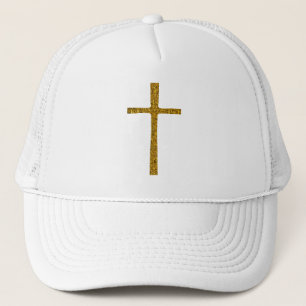 Faith Cross Gold Trucker Hat