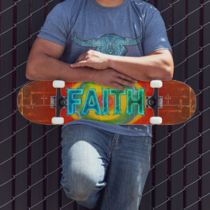 Faith Cross Heartbeat Skateboard