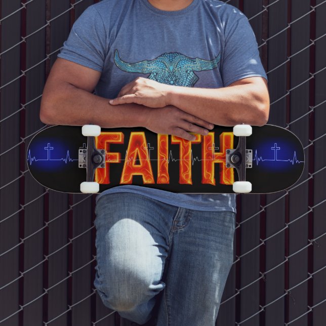 Faith Cross Heartbeat Skateboard (Outdoor 3)