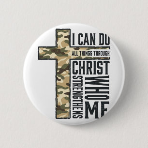 Faith Cross I Can Do All Things Christian Shirt 6 Cm Round Badge