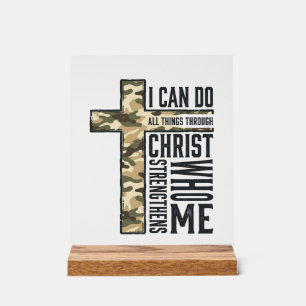 Faith Cross I Can Do All Things Christian Shirt Acrylic Sign