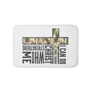 Faith Cross I Can Do All Things Christian Shirt Bath Mat
